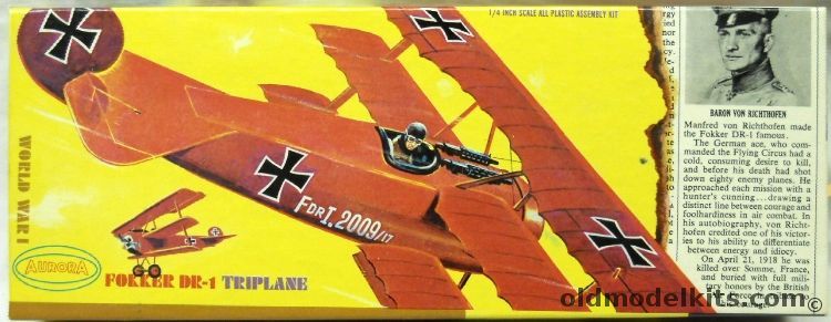 Aurora 1/48 Fokker DR-1 Triplane Newspaper Issue, 105 plastic model kit